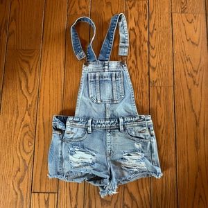 Forever 21 Distressed Overall Shorts